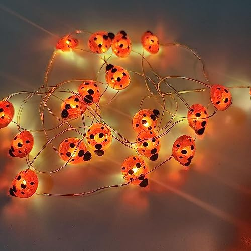 WONFAST Ladybugs Fairy String Lights, 9.8ft 30LED Ladybug Silver Wire String Lights Battery Operated Indoor Outdoor Decorative Light for Garden Patio Bedroom Birthday Party Wedding Christmas (Red)