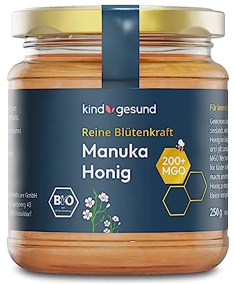 kindgesund Bio Manuka Honig für Kinder – Wohltuender Honig im Glas mit einem MGO von 200+ – 250 g
