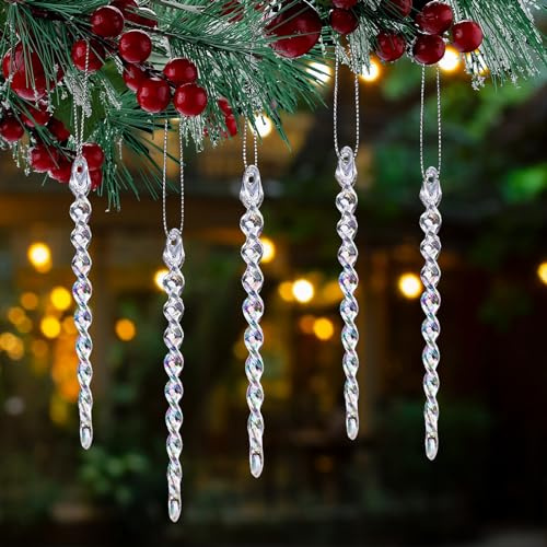 HERZWILD Christmas Tree Decoration Icicle 18 Pieces Christmas Tree Pendant Icicle Christmas Tree Pendant (Colour-C)