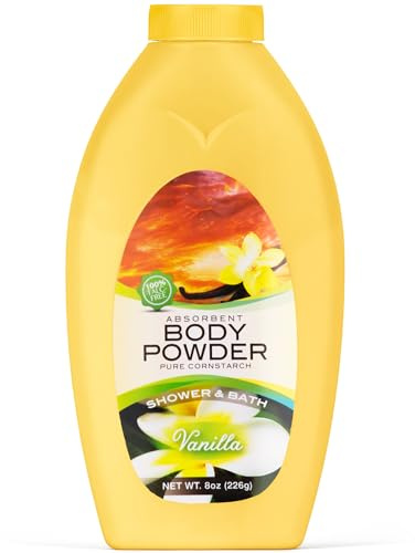 R-NEU Poudre pour le Corps Parfumée pour Femme – Grand Format 226g (8 oz) – Senteur Vanille – 100% Sans Talc – Poudre Absorbante et Rafraîchissante, Soin Après-Bain