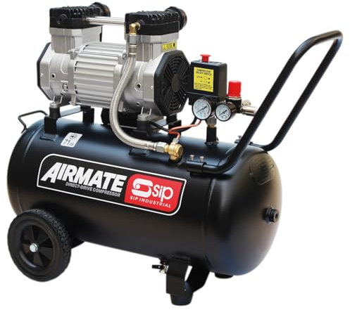 SIP Airmate Air Compressor Low Noise Oil-Free Direct Drive, 230V 50L 3hp 2.2kW 116psi 8 Bar 15CFM
