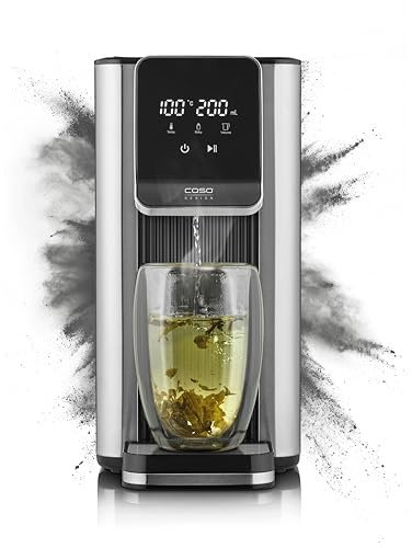 CASO HW 630 - Heißwasserspender, perfekt für Tee, Kaffee, Babynahrung, 2600W, 13 Temp.-Einstellungen (40-100°C), 7 Mengenausgaben, 2,5L Tank, Energiesparend, Edelstahl, Wasserfilter