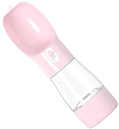 ibasenice Hundewasserflasche Mit Wasser Und Futterspender Auslaufsicherer Leichter Trinkbehälter Aus Kunststoff Tragbar Für Spaziergänge Wanderungen Und Reisen Mit Hunden Und Katzen (pink