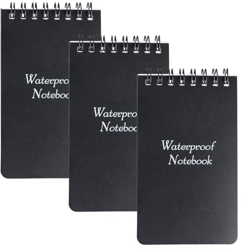 3 stycken vattentät anteckningsbok, fickbok, allvädersbeständiga spiralanteckningsböcker, mini spiral anteckningsblock, liten pocket notebook, taktisk anteckningsbok, 3 x 5 tum