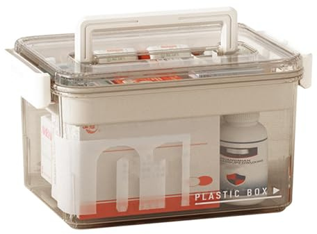 iayokocc Clear Medicine Storage Box with Handle, Removeable Divided Tray