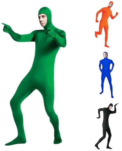 Costume Cosplay pour adulte, Deguisement Seconde Peau, Costume fond vert, Combinaison Intégrale Exposés Yeux et Bouche, Deguisement Halloween Adulte, Pour photo, vidéo, effet spécial, festival