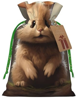 Bolsas de regalo con cordón de Navidad con estampado de conejo, saco festivo de Navidad, fiesta de cumpleaños, embalaje de regalo