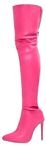 Veelau Meieer Bottines à talons hauts pour femme avec fermeture éclair, rose bonbon, 45 EU
