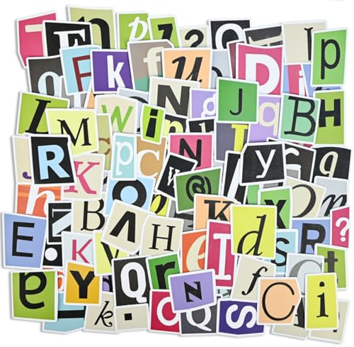 JAXICREY 200Pcs Vintage Letter Stickers, Self Adhesive Alphabet Stickers Aesthetic, Retro Stick on Letters, DIY Sticker Letters for Crafts, Scrapbooking, Book, Journal, Calendars, Travel Case, Sign