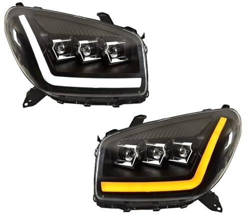 Dgmrcie Fari Delle Auto Fari Anteriori A LED A Doppia Lente Accessori Per Toyota Per RAV4 2000 2001 2002 2003 2004 Faro Proiettore(4300K White Yellow)