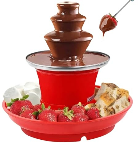 Fontana di cioccolato in acciaio inox, a tre livelli, con funzione di fusione, fontana elettrica di cioccolato con 35 W, capacità 200 g, per feste, compleanni e matrimoni