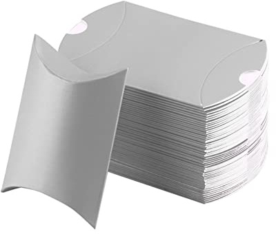 Lot de 100 boîtes de Coussin pour Mariage, Cadeaux de Mariage, boîte à Bonbons, boîte à Bijoux pour Mariage, argenté