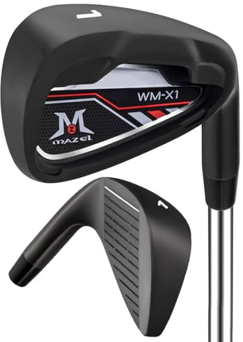 Mazel Fer de Golf Simple pour Homme | Fer Simple pour Club de Golf | Ensemble de fers de Golf 4-5-6-7-8-9-PW-SW | Pitching Wedge, Sand Wedge avec tiges en Acier pour golfeurs droitiers