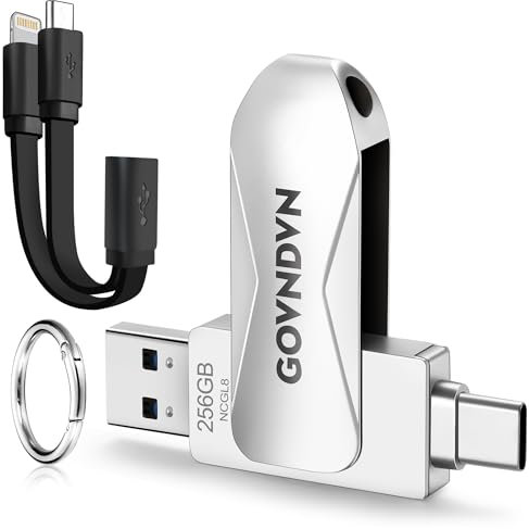 4-in-1 256GB iPhone-Photo-Stick Auto Photo-Backup-Stick Apple-USB-Flash-Drive External-iPhone-Photo-Storage-Device iPhone-Memory-Stick-for-Photos-Transfer USB-Jump-Drive-for-iPhone/iPad/Android/Mac/PC