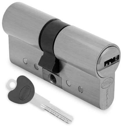 Amig - Cilindro de seguridad - Cerradura para puertas - Antiganzúa y Antibumping - Bombín Antiextracción y Antirotura - Incluye 5 llaves - Plateado mate - Medidas: 95 (35-60) mm