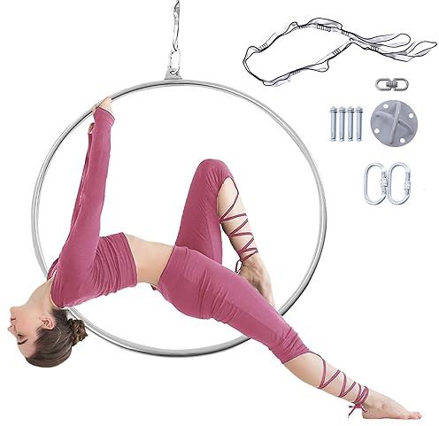SEANESZTI Aerial Hoop, 90cm Lyra Hoop Aerial Rings Equipment for Erial Dancing Yoga Training Circus Props, Aerial Hoop Set Aerial Fitness with Aerial Rigging