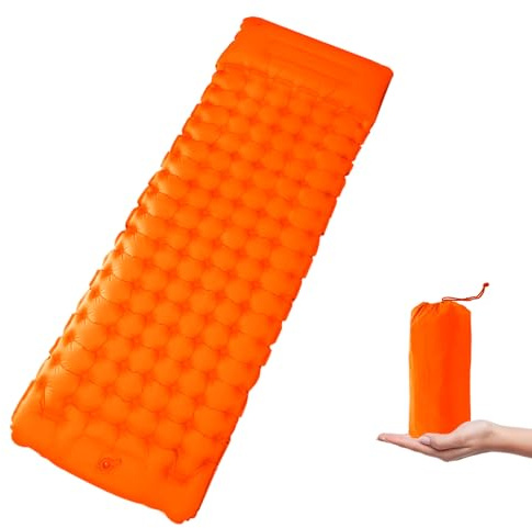 I LITTON Self Inflating Camping Mat Sleeping Pad, Inflatable Camping Sleeping Bed Single Mattress with Foot Pump, Portable Camping Mat for Tent Hiking Backpacking Travel Beach Pool