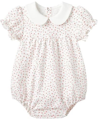 pureborn Baby Girls Peter Pan Collar Bodysuit Pink Flower 3-6 Months