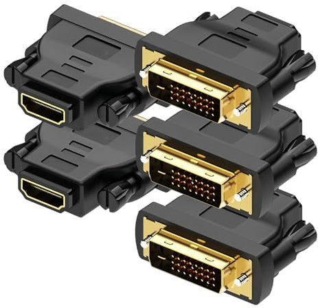MMOBIEL Adattatore da HDMI a DVI - Bidirezionale - da Maschio DVI-D Dual Link a Femmina HDMI - Convertitore per Monitor, PC, TV, Gioco, Proiettore - 1080p Full HD 60Hz - Connettore Oro - 5 Pezzi