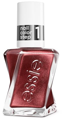 Gel by essie Gel-like Nail Polish, Up to 15 Days of Wear, No UV Light, Size Me Up Metallic Burgundy Red Nail Polish, 13.5ml