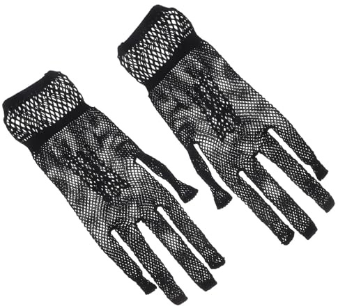 POPETPOP Guantes de Red Hueca para Mujer 1 Par, Nylon Negro