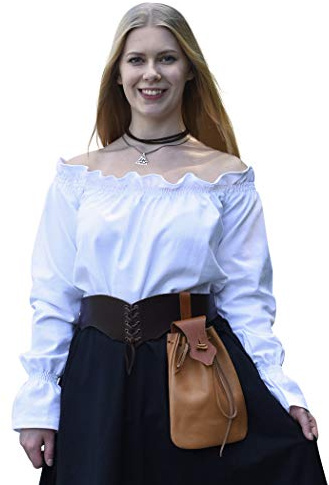 Battle-Merchant Medeltida Carmen blus, damer, Vit, XL