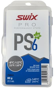 Swix PS6 Blue Pro Speed Ski and Snowboard Iron-On Wax for Moderate-Cold Temperatures, 60g