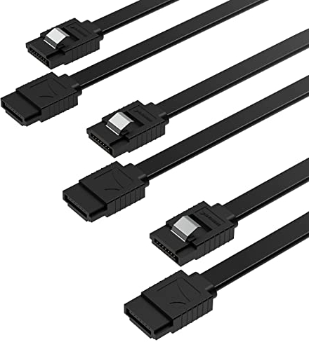 SABRENT SATA III Kabel (3 Stück), HDD SDD Datenkabel 6Gbps 51cm, mit Metall Clip Verriegelungsriegel (CB-SFK3)