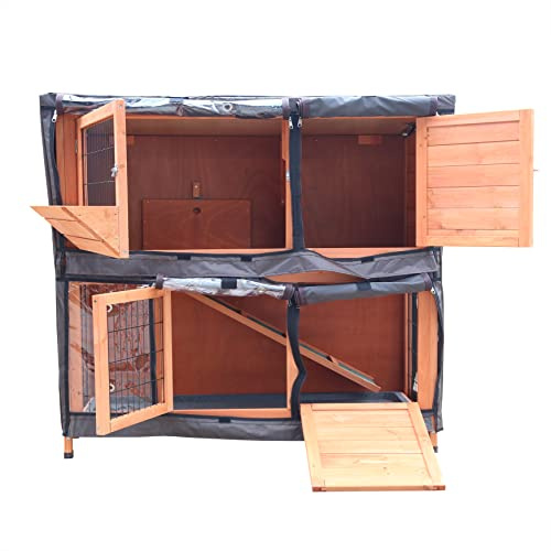 BUNNY BUSINESS Hutch Hutch Hutch a 2 piani a due piani per conigli/porcellini d'India con vassoi scorrevoli e gabbie per rampa Run Hutches Cage Porcellino d'India, furetto, casa, a doppio piano