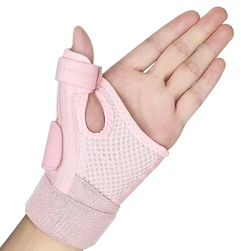 Yasdyri Daumenbandage Einstellbar Daumenorthese Links und Rechts Hände Orthese Daumensattelgelenk für Männer und Frauen Daumenschiene für Arthritis, Daumenverstauchung, Sehnenscheidentzündung (Rosa)