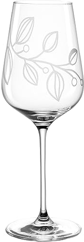 LEONARDO Boccio Rieslingglas – Bicchiere da vino per vini bianchi leggeri in cristallo – con incisione floreale – contenuto 470 ml – lavabile in lavastoviglie – 1 bicchiere da vino bianco con calice