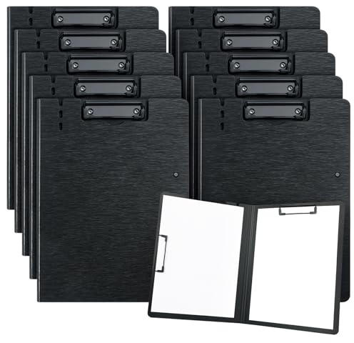 URbantin Lot de 10 Porte-Blocs A4,Porte Bloc A4 Avec Double Pince (Noir)