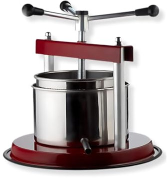 OWIJI Torchietto Premitutto Acciaio Inox Luxury Quality Diametro 12 cm Capacità 2,5 Litri Pressa Manuale Premitura Mirto Vino Liquori Spremute Succhi Frutta Agrumi Conserve Made in Italy Melanzane