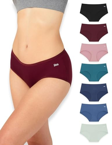 Bea Lot de 7 Culottes en Bambou pour Femme, Culotte pour Femme en Bambou Ultra-Douce, sous-Vêtements Féminins Respirants, Couvrants, à Taille mi-Haute