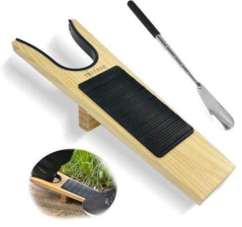 TNIEAHR Boot Jack- Wide Opening Design for Effortless Boot Remover, No Bend Needed with Shoe Horn, Wooden Shoe Remover with Non-Slip Base, Perfect for Seniors & Adults