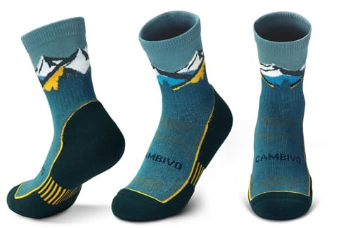 CAMBIVO Calze Trekking Uomo Donna 2 Paia, Calze Lana Anti Vesciche, Calzini da Corsa, Traspiranti e Acolchati, per Escursionismo, Running, Hiking, Montagna, Ciclismo, Lavoro, Vita Quotidiana e Sport