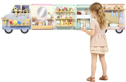 AIYAPLAY Wooden Sensory Wall Panels Truck Wall Busy Board Kids 5 in 1 Toys | Early Educational Learning Toys, Daycare Playroom Home, Toddlers Boys Girls 3 Years+