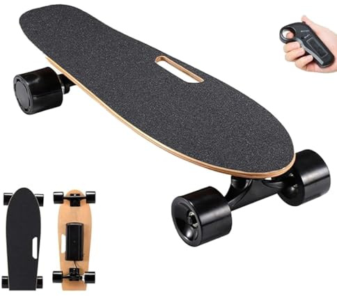 Monopatín eléctrico, longboard con control remoto inalámbrico, velocidad máxima de 22 km/h, 3 velocidades, autonomía de 8 km, tabla de arce de 8 capas, asa de transporte, para adultos y jóvenes.