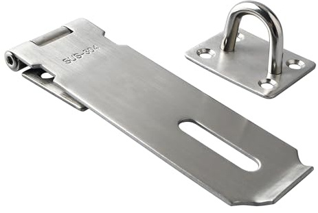 SAYAYO SUS304 Stainless Steel Padlock Hasp Door Lock Shed Lock, 130MM | 5-Inch Heavy Duty Hasp and Staple Door Clasp Gate Latch, Brushed Nickel(Not Include Padlock)