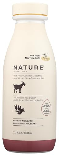 Nature by Canus Foaming Milk Bath with Smoothing Fresh Canadian Goat Milk Vitamin A, B3 Potassium Zinc and Selenium, Shea Butter, 27.1 Fl Oz