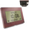 Fishtec - Digitale Wanduhr Radiogesteuert mit Wecker - Kalender, Außentemperatur, 8 Sprachen, Große Ziffern - 23 x 16 cm - Wand- oder Ständerhalterung - Holzoptik