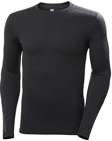 Helly Hansen Men's Lifa Merino Midweight Crew LS Baselayer, Black, Medium