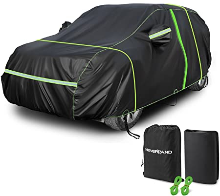 Bâche de protection pour voiture, pour SUV, imperméable, en PEVA, avec fermeture éclair, bandes réfléchissantes, taille M, jusqu'à 455 cm