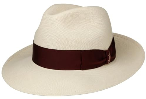 Borsalino Amedeo Bogart Panama Hat Men Nature-Bordeaux 7 5/8
