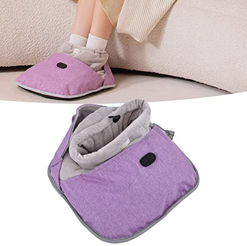 Yuehuamech Fußwärmer, elektrisches Fußheizkissen, gemütliches Fleece-Futter, Hick-Plüsch-Fußwärmer, Wärmekissen, Wärme-Fußwärmer, Stiefel, Schuhe für Männer, Frauen, Zuhause, Büro(lila)