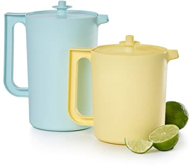 Tupperware Heritage Pastel Pitcher Set (2 Pitchers + 2 Lids) - 2 QT+1.5 QT