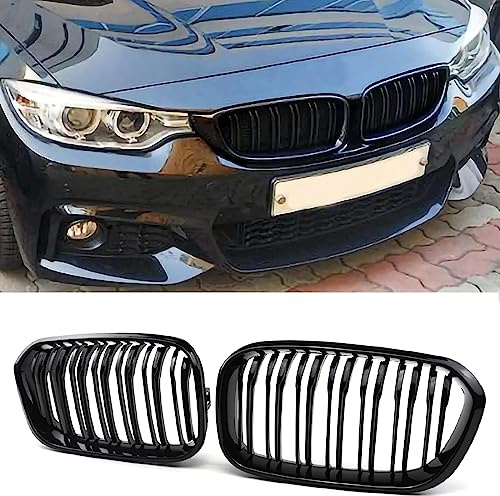 YIUBCZOQI F20 F21 Parrilla para BMW Serie 1 F20 F21 Rejilla 2015 2016 2017 2018 riñones de Radiador para un serie 1 F20 F21 Rejilla Negra Doble