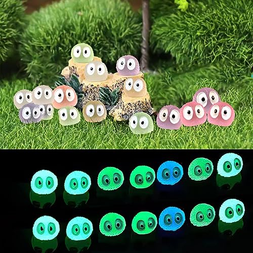 CLDURHGE Lot de 35 Accessoires de Jardin féeriques Assortis Figure Esprits de la forêt Brillent dans Le Noir Arbre Elfe Anime décoratif Kodama Décoration de Jardin Décoration de Pot de Jardinage