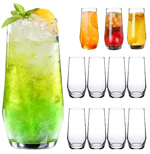Cadamada 18oz Drinking Glasses, Highball Glasses Set of 12,Sutiable for Glasses for Wine, Iced Tea Glasses,Mojito Kit,Cocktails, Drinks, Office, Parties, Weddings and Gifts