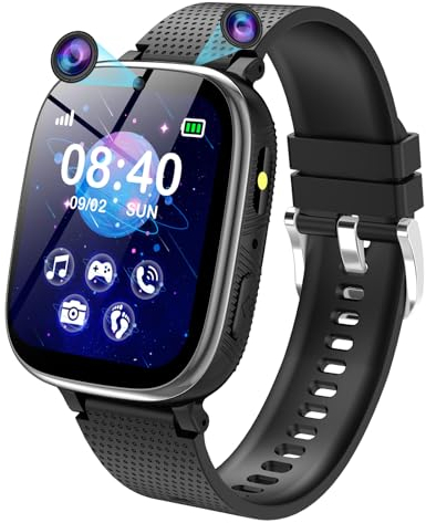 PTHTECHUS Kinder Smartwatch - Uhr Telefon für Mädchen Jungen mit Anruf, SOS, Spiele, Schrittzähler, Musik, Hörbuch, Kamera, Wecker, Kinder Uhren Geschenk für Kinder 4-12 Jahre, Kids Smart Watch